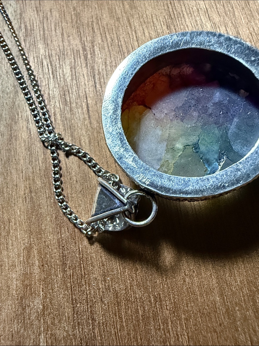 Rainbow Quartz Sterling silver 925 stamped pendant with stainless steel chain - Picture 4 of 5